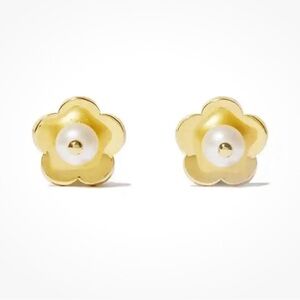 Lele Sadoughi Flower and Pearl Stud Earrings